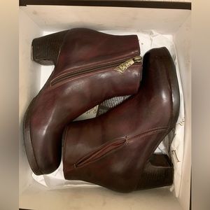 Italian made, rich mahogany colored La Bottega di Lisa leather booties.